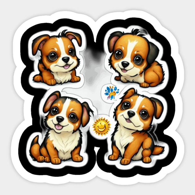 Four cute puppies Sticker by luxury artista